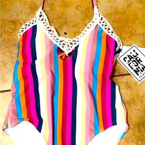 NWT Striped one piece swimsuit
